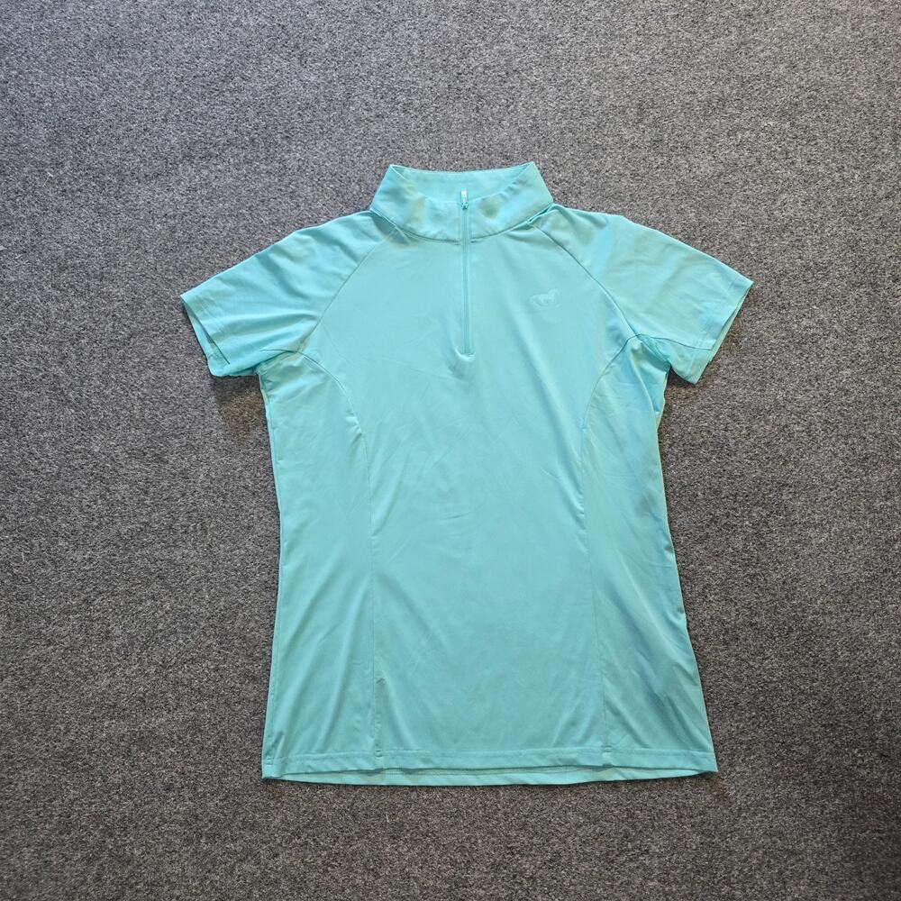 Piper Top Womens Medium Green Zip Short Sleeve Vented Performance Horse Riding